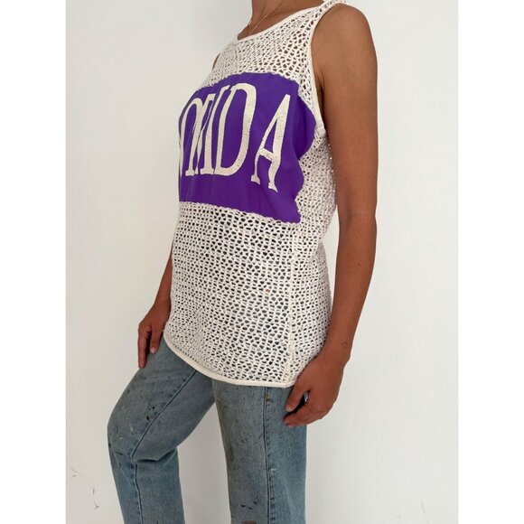 80s vintage white mesh Florida retro graphic unisex cotton tank top made in USA - Picture 4 of 9